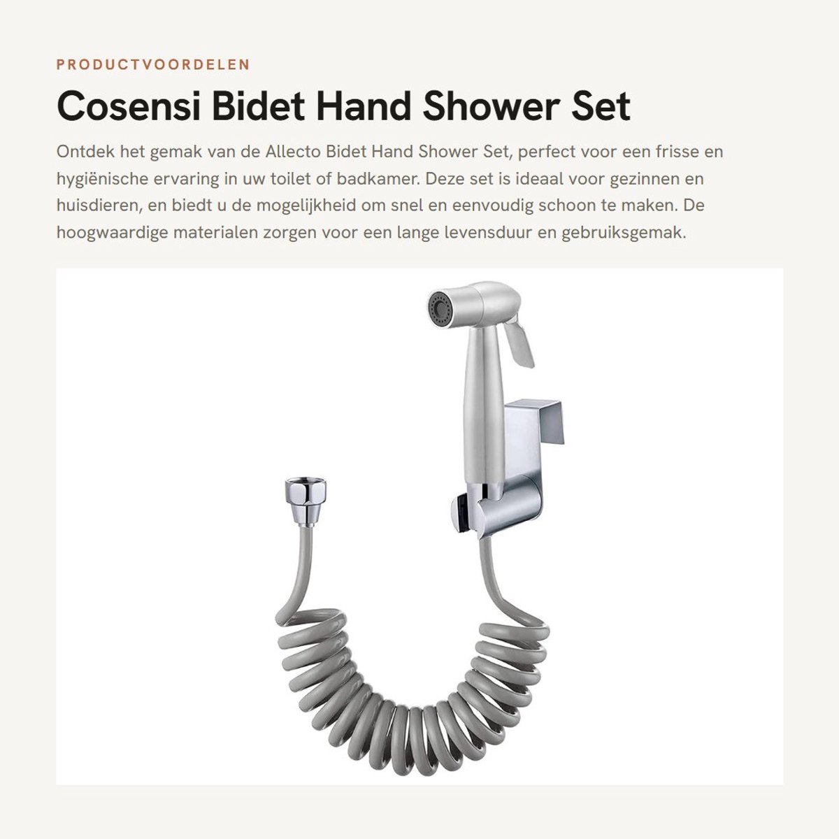Handdouche set voor toiletbidet - toiletdouche set met 150 cm slang en houder - roestvrijstalen douchekop - ideaal voor hygiëne en dierenbad