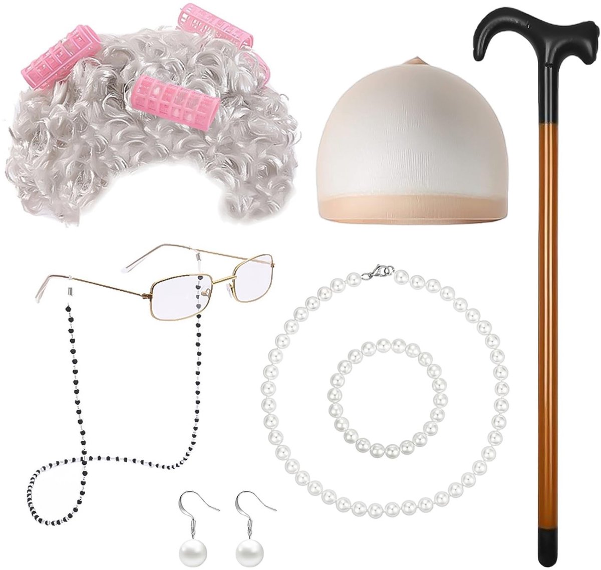 Dailygoods- Cosplay-set voor oudere dames - 7-delige set