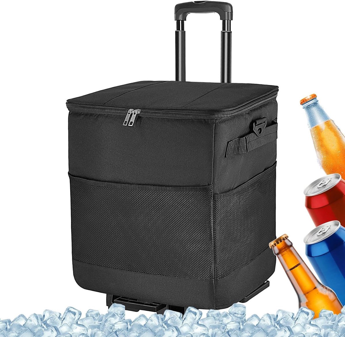 Koelbox met wielen - Isolatiebox draagbaar - Outdoor avonturen - Efficiënte organisatie - 35 liter - Zwart