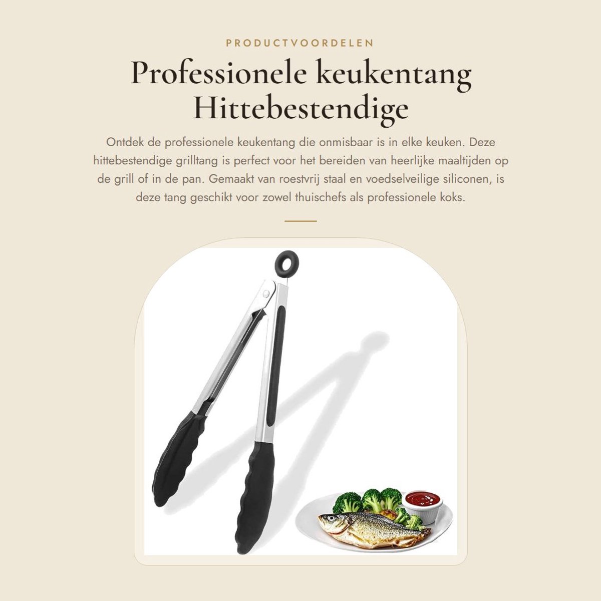 Dailygoods- Keukentang Hittebestendig - Vleestang - Keukentang RVS - Keukentang Siliconen - Grilltang - Voedselveilig