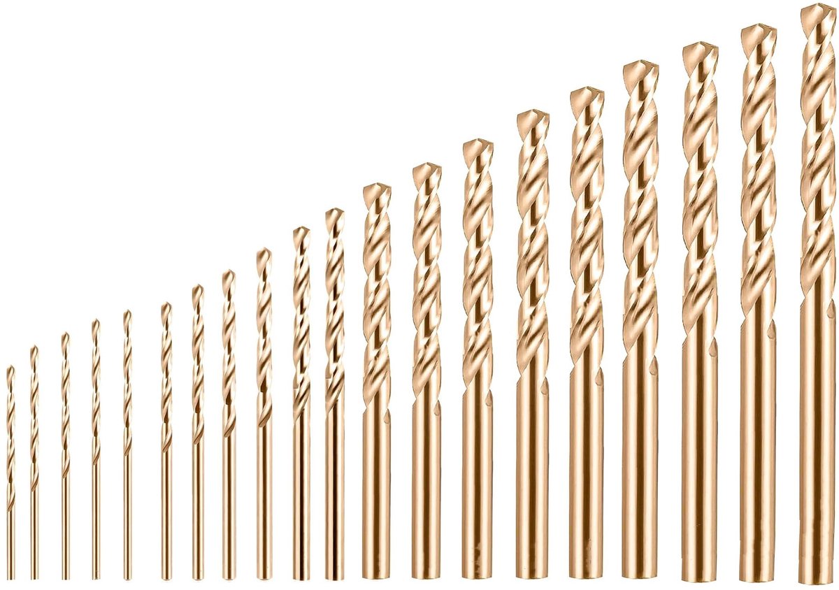 Dailygoods- Spiraalboorset set van 20 stuks - M35 Kobaltboor - HSS Boor - Staalboor - Metaalboor - 135-graden punt - Boorset