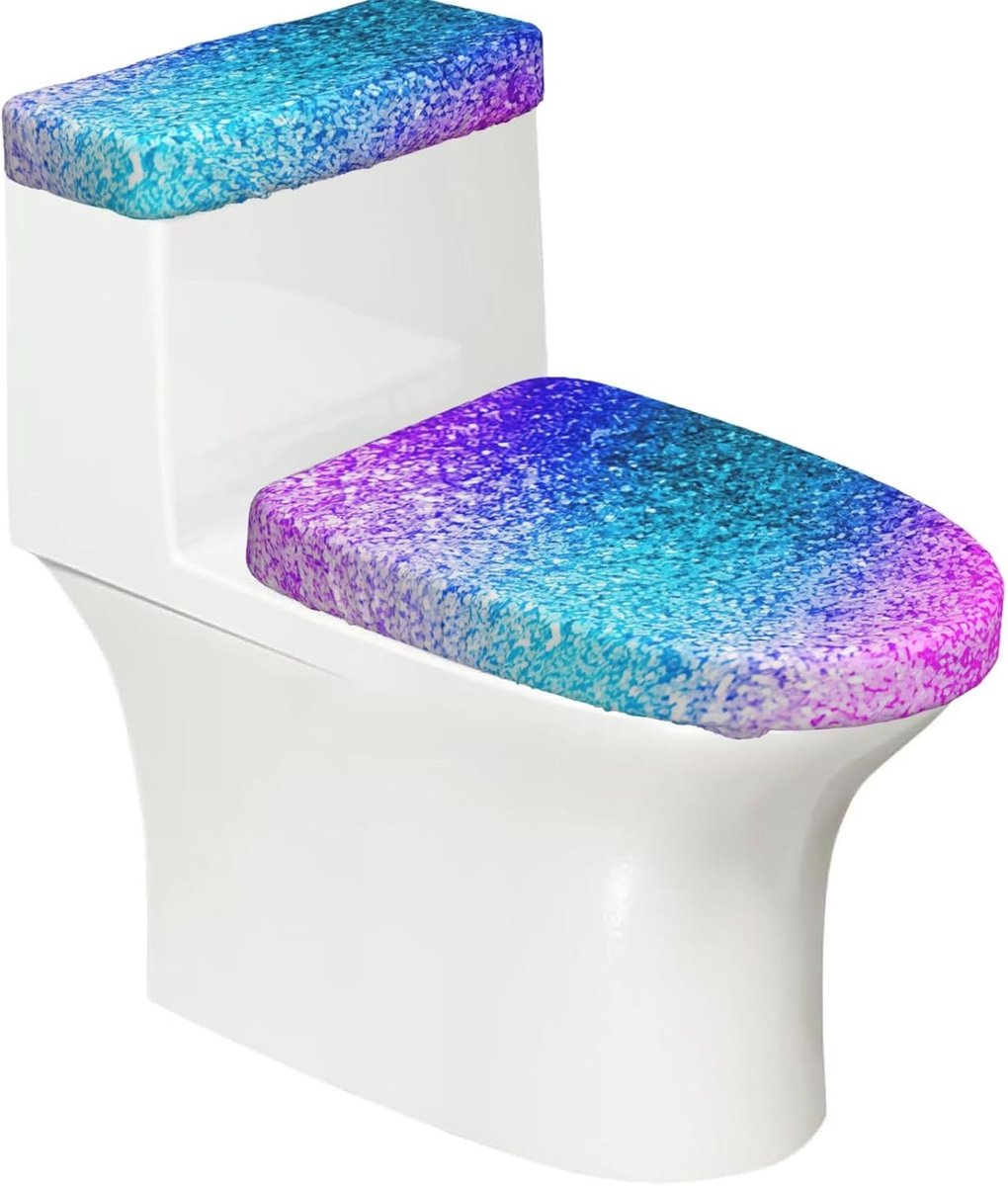 Toilet dekselhoezen - WC brilhoezen - Badkamer decoratie - Elastische pasvorm - 2 stuks - Zwart