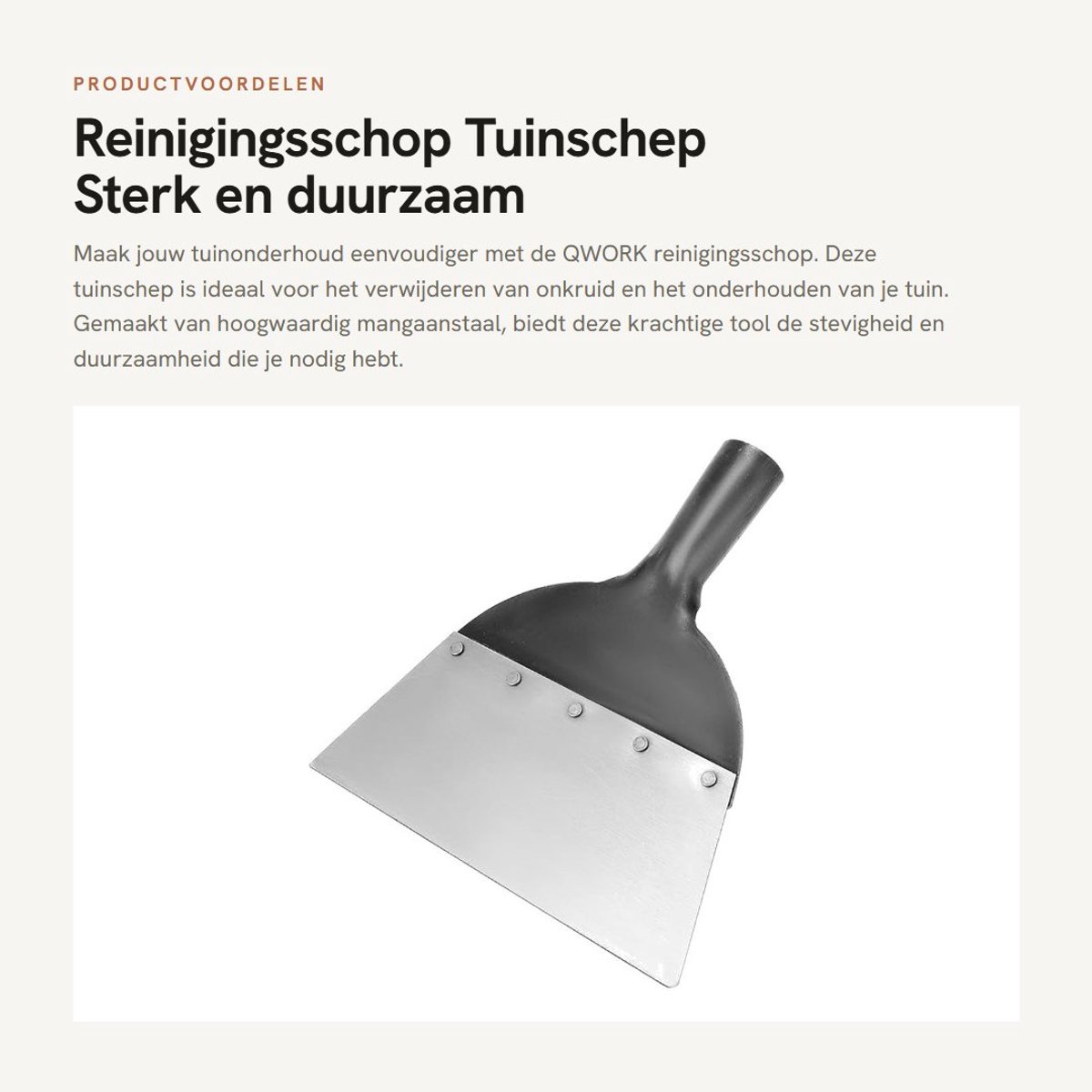 Dailygoods- Reinigingsschop Hoogwaardig Mangaanstaal - Tuinschep - Tuingereedschap - Vervangingskop - Versterkte Handgreep - 23 cm
