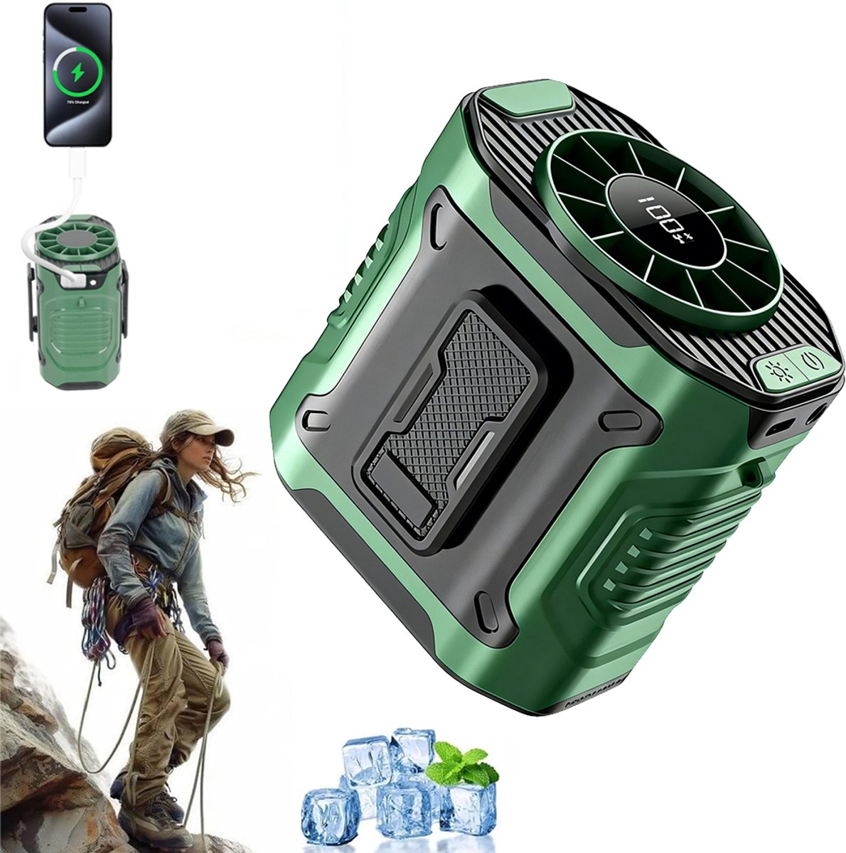 Draagbare Heupventilator - 3600mAh Oplaadbare Ventilator Met Led-Display - Clip-On Riemventilator - Hangende Nekventilator Met 100 Snelheden