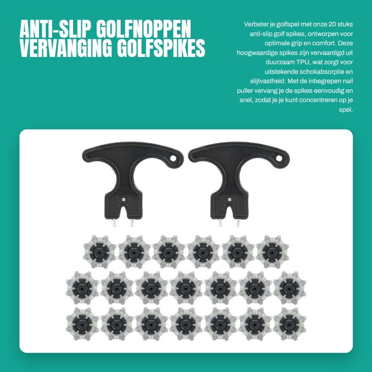 Dailygoods- Golfnoppen 20 Stuks - Antislip - Vervanging Golfspikes - TPU - Schokabsorberend - Duurzaam - Eenvoudig Te Vervangen