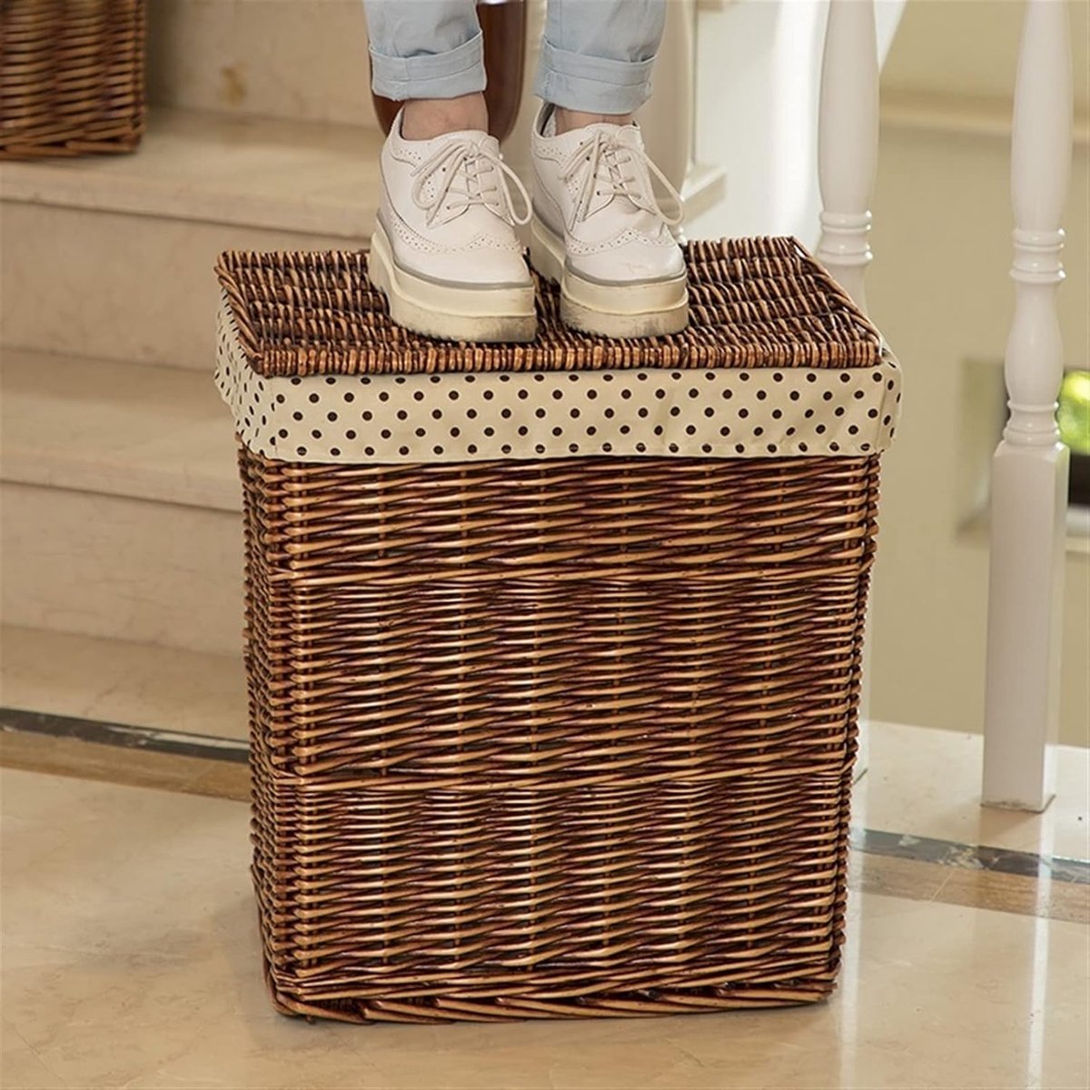 Rotan Wasmand - Opbergmand Vuile Kleding - Kleding Opslag - Opvouwbaar Ontwerp - Small Size - Bruin
