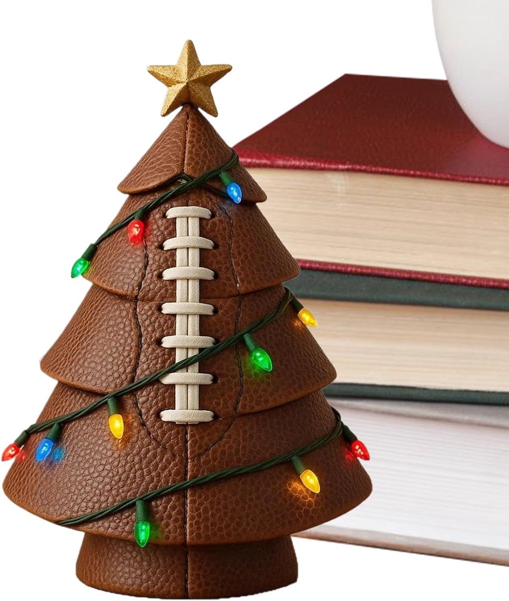 Voetbal Ornament - Sport Decoratie - Feestelijke Sfeer - Geïntegreerde LED Verlichting - 12x6x12 cm - Multicolor