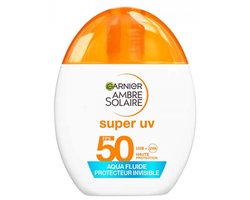 Garnier Ambre Solaire Super UV Onzichtbare Waterfluid Zonbescherming SPF50 - Voor gezicht - Met hyaluronzuur - Vegan - 40ml