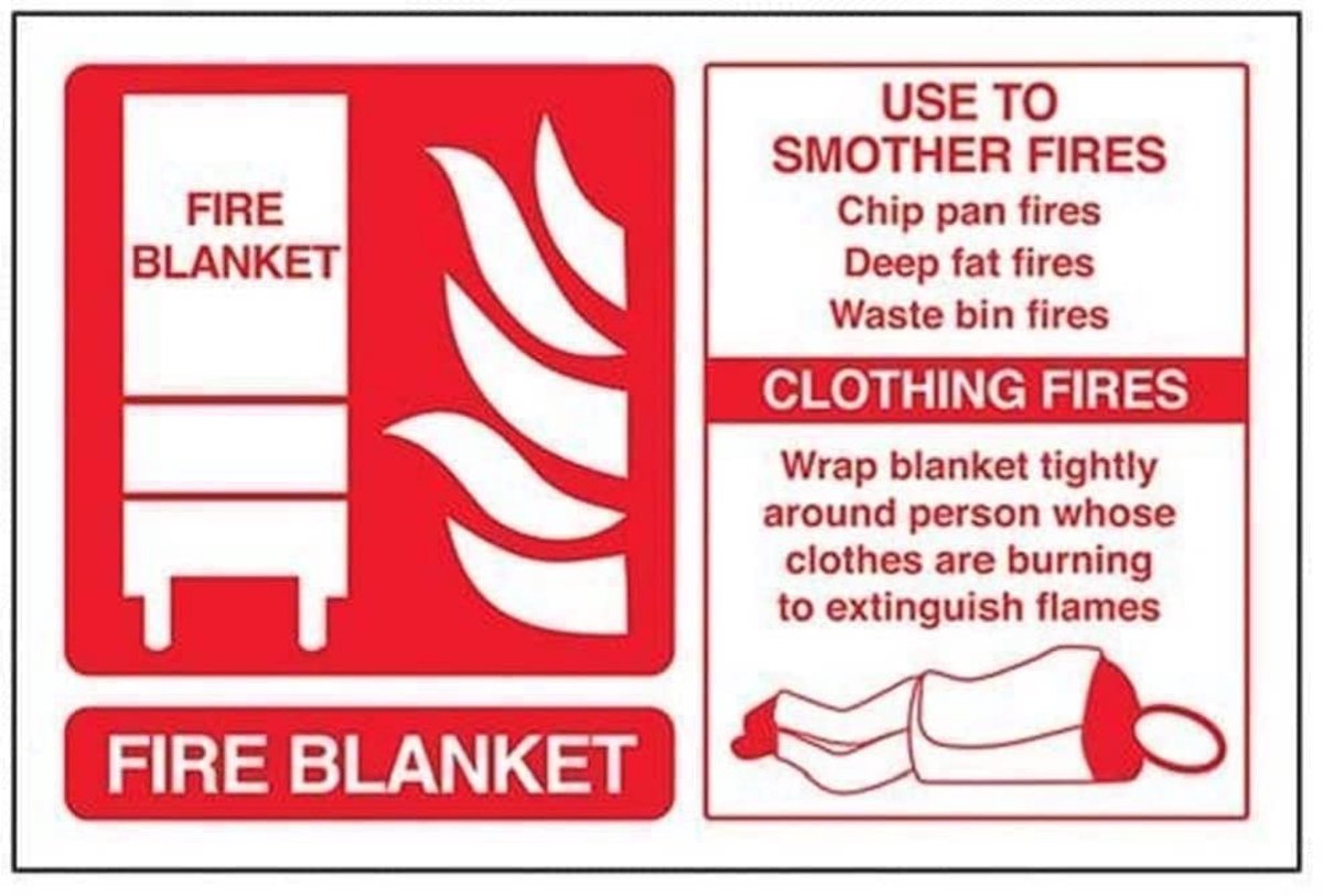 Branddeken Bord - Veiligheidssticker - Brandveiligheid Aangeven - Zelfklevend Vinyl - 150x100mm - Wit