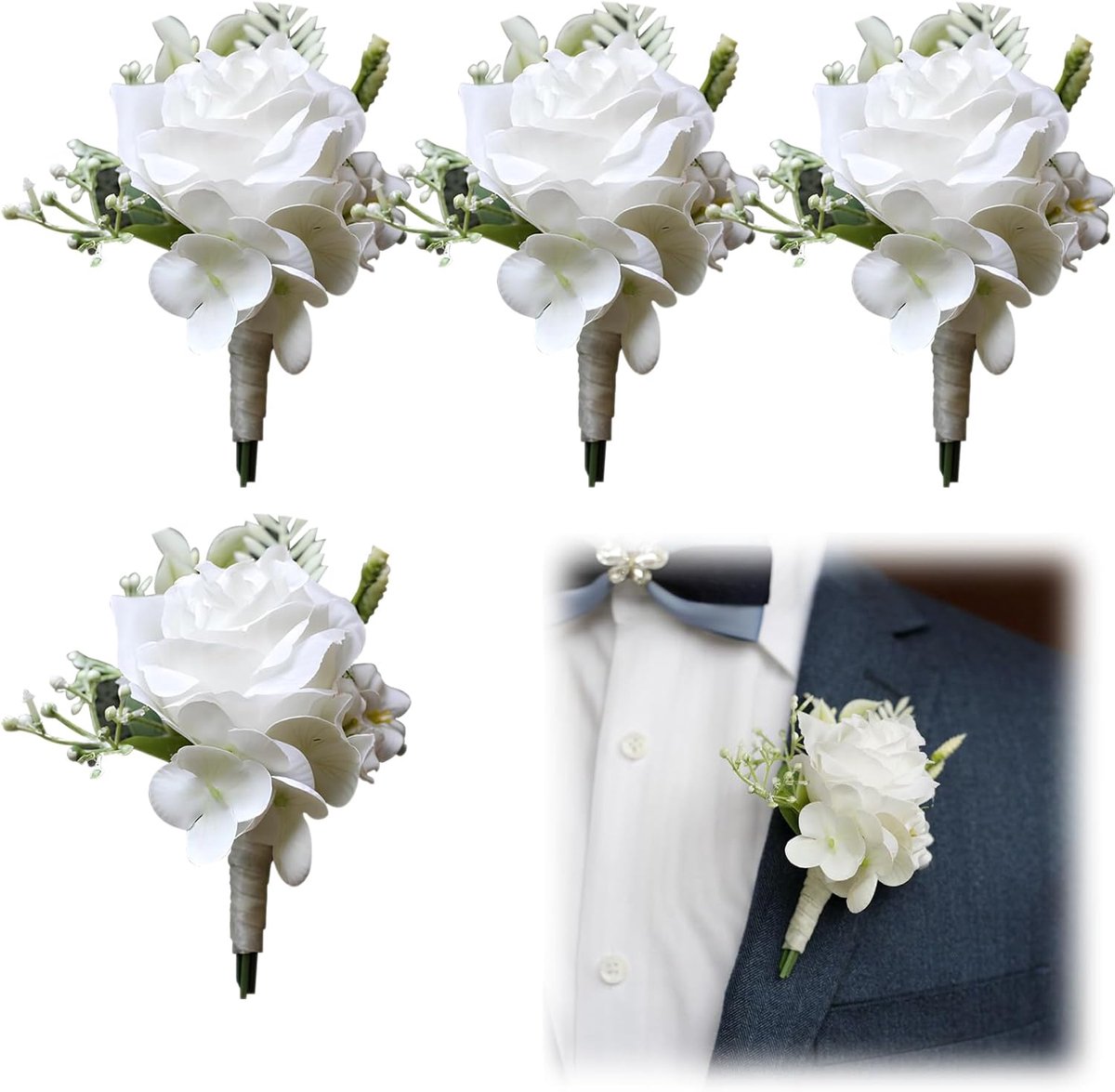 Kunstbloemen Roos - Handgemaakte Broche - Feestelijke Decoratie - Met Pen en Clip - Niet g