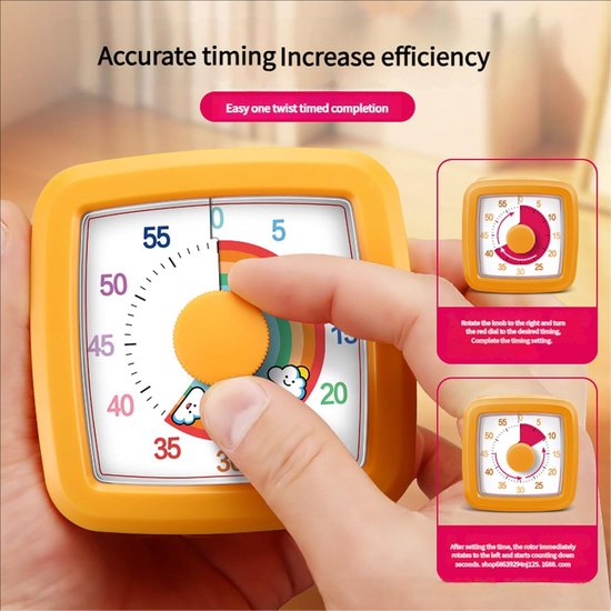 Visuele Timer - Kinderen Timer - Focus Training - Mechanisch Regenboog Design - 9.5 cm - Blauw — afbeelding 3