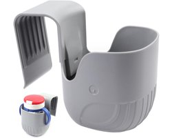 Autostoel Bekerhouder - Kinderzitje Organizer - Veilig Vervoer - Elastische Haak - 9x9.5cm - Grijs