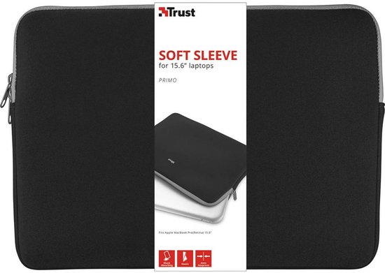 Trust Primo Soft Sleeve 15,6 inch – Laptophoes – Laptopsleeve – Geschikt voor 15 inch Laptop – Zwart