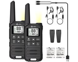 Current Components F22 - Portofoon 2 Stuks - Walkie Talkie - 5km Bereik - PMR 446 Mhz - LED Zaklamp