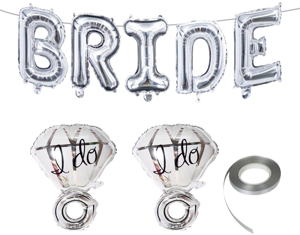 Dailygoods- Letterballonnen 16 Inch - Bruidsballonnen - Verlovingsfeestdecoraties - Aluminiumfolie - Duurzaam - 2 Stuks Diamanten Ringen - Feestballonnen