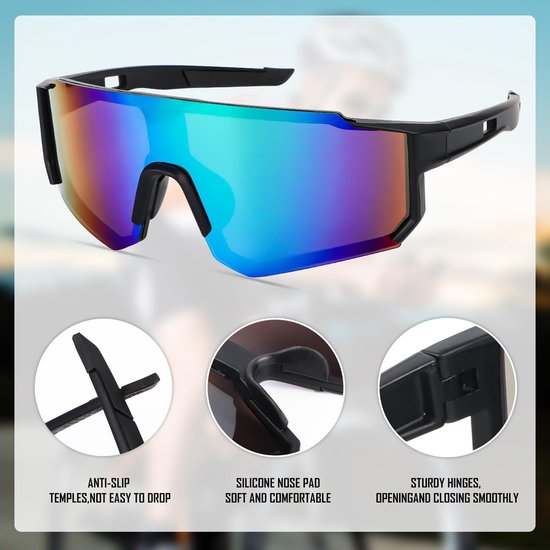 Dailygoods- Sportzonnebril Gepolariseerd - Fietsbril Dames/Heren - UV400 Bescherming - Winddicht - Veiligheidsbril - 2 Stuks - Hoogwaardig PC-Materiaal van Dailygoods — afbeelding 4