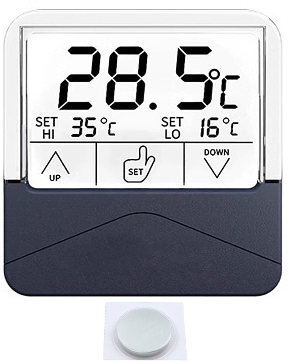 Dailygoods - Aquariumthermometer - HD-touchscreen - Knipperalarm - Transparant - Voor aquarium - Geschikt voor reptielentank en tropische vistank