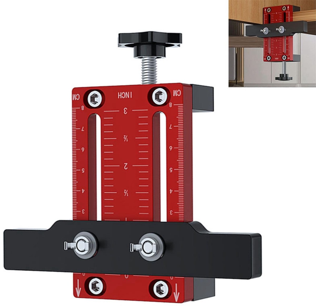 Dailygoods- Kastdeurmontagemal Verstelbaar - Kasthardwaremal - Montagesjabloon - Bevestigen Scharnieren - Geschikt voor 2-1/2 Inch Dik Karton - Stabiliteit en Nauwkeurigheid - Deurmontagemal