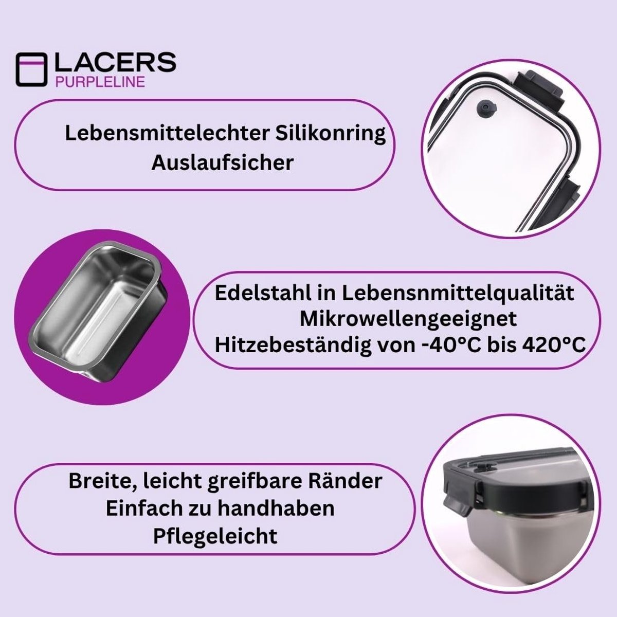 Dailygoods- Voorraaddozen 6-delig - Roestvrij Staal - Glazen Deksel - 800/1250/1800 ml - Hygiënische Opslag - Stijlvolle Set - Opbergdozen — cadeau in Wonen & Interieur - foto 5