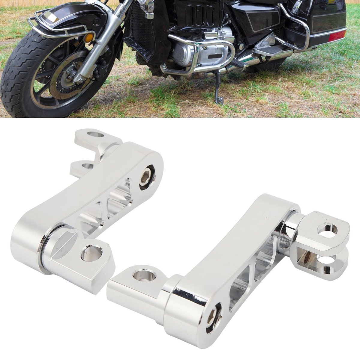Dailygoods- Voetsteun Verstelbaar Ontwerp - Robuuste Snelwegbeugel - Hoogwaardig Aluminium - Comfortabel Rijden - Eenvoudige Installatie - Motorsteun