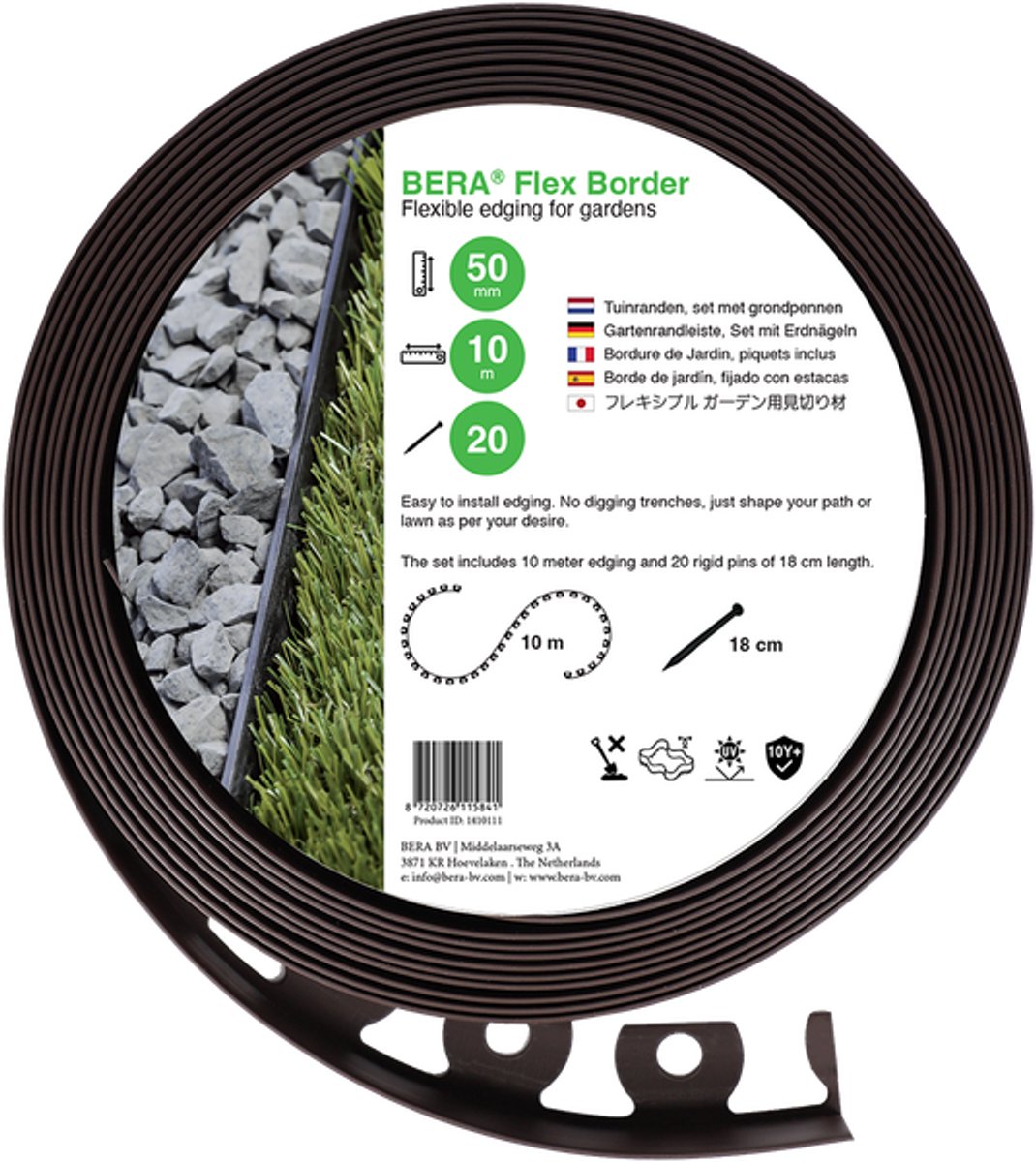 Borderrand - BERA Flex Border - Lengte 10 m - Hoogte 5 cm - Zwart