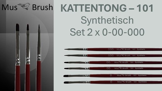 MusBrush Serie 101 - 6 delig - Kattentong - Schilderpenseel - Fijnschilder