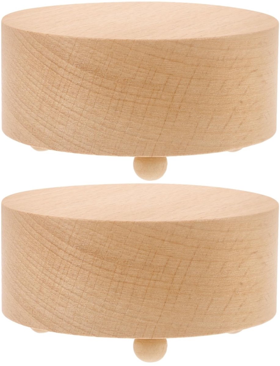 Dailygoods- Muziekdoos Doe-Het-Zelf Basis - Houten Muziekdoos - Ronde Muziekdoos - 2 Stuks - Duurzaam Hout - Geschikt Voor Verschillende Muziekdozen - Muziekdoosje