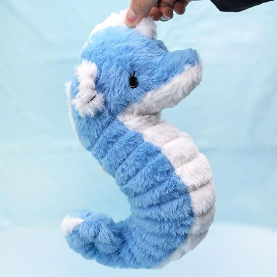 Zeepaardje Pluche - Knuffel Dier - Decoratie Kamer - Expressieve Gezichtskenmerken - 26 cm - Blauw — afbeelding 3
