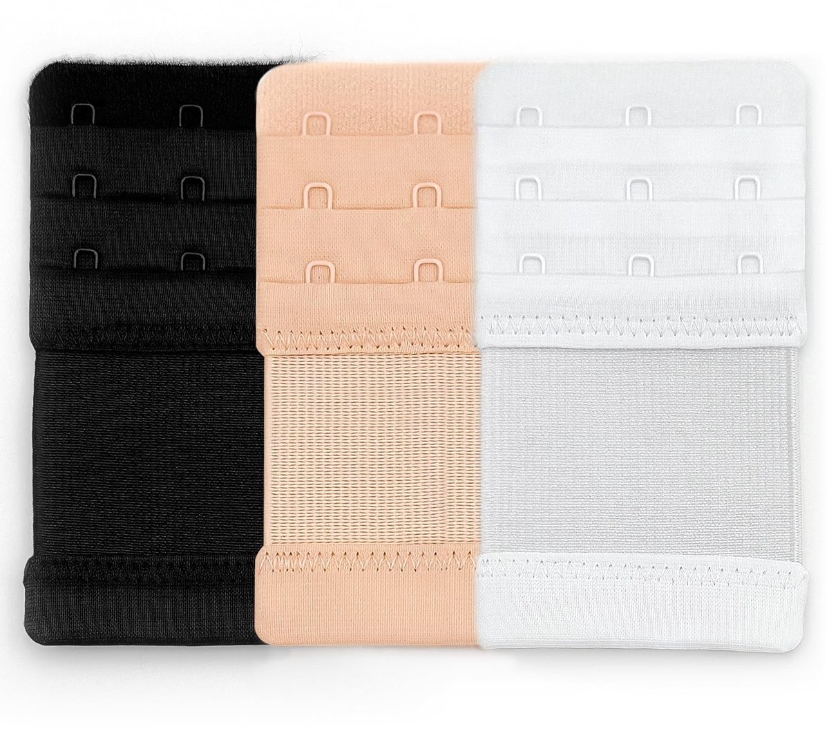 Dailygoods- BH-extenders 3 haakjes - Verlengstuk voor Dames BH's - Elastisch - Comfortabel - Verhoogt bandomvang - Afmetingen 10,4 cm - Bh-verlenger