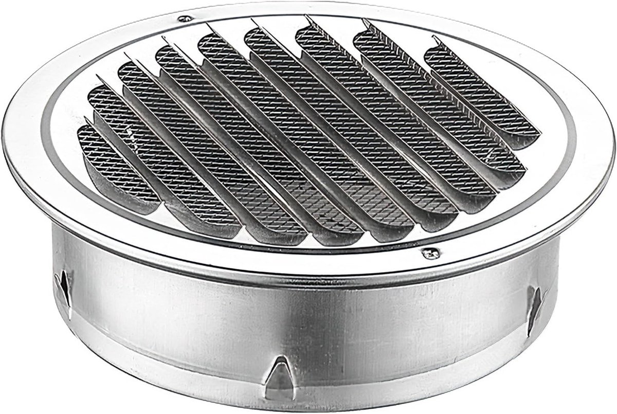 Ventilatierooster - Wanduitlaat Lamellen - Luchtstroom Behouden - Ingebouwd Fijn Gaas - 19 cm - Zilver