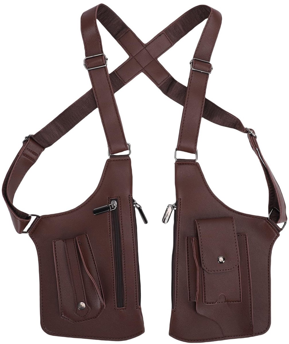 Dailygoods- Okseltas Dubbel - Anti-diefstal - Verstelbare Onderarmportemonnee - PU-leder - Ruime Zakken - Unisex Veelzijdigheid - Schoudertas