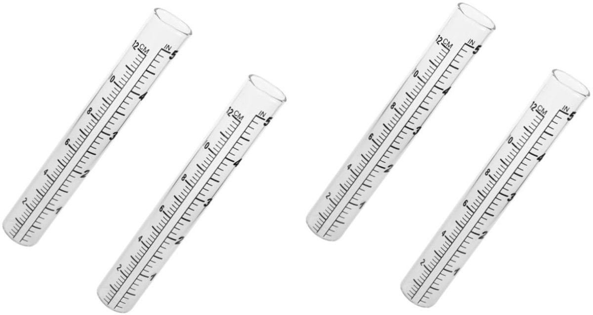 Regenmeter Hulpmiddel - Meetapparaat Regenwater - Neerslag Meten - Schaal Tot 12cm - 4 Stuks - Transparant