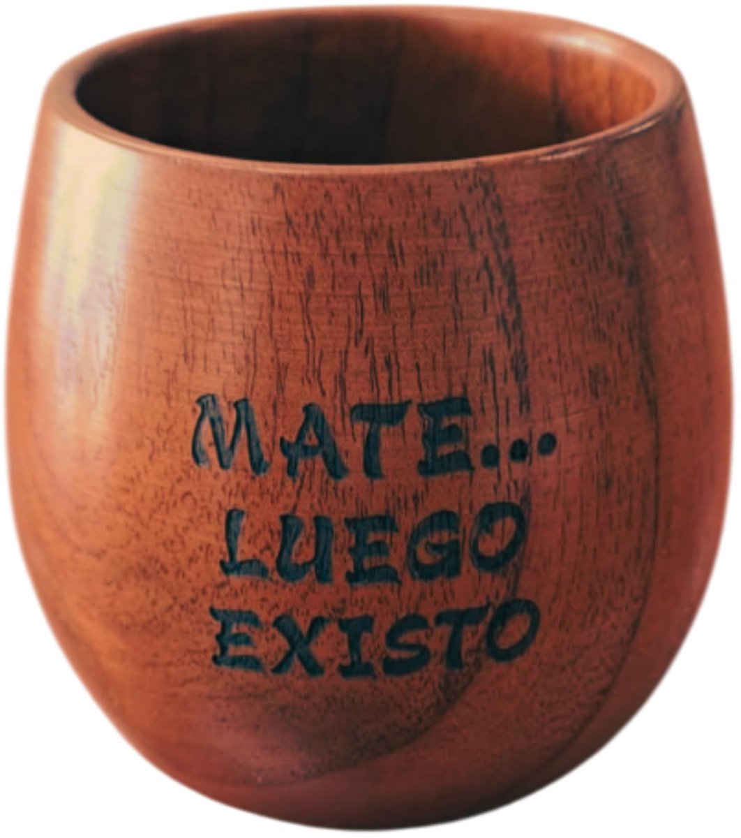 Dailygoods- Ontbijtmok 250 ml - Eikenhouten Thermobeker - Lasergravure - Origineel Cadeau - Vochtbestendig - Authentiek Mate-ritueel