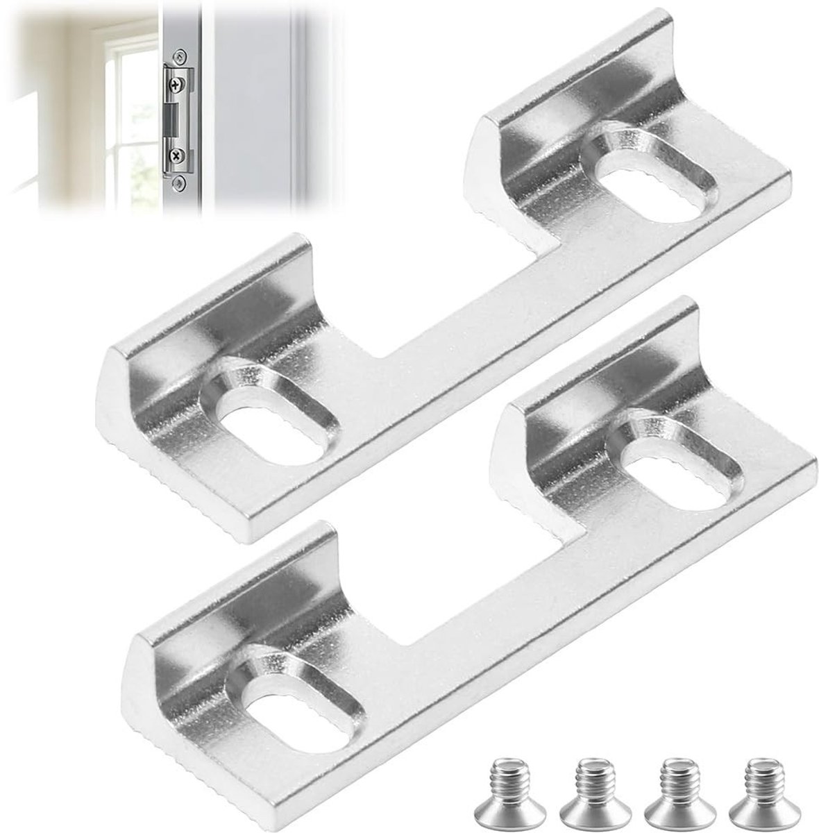 Dailygoods - Yuragim 2 stuks vervangstukken type 115 voor slotplaten, 46 x 14,4 x 9 mm verstelbare sluitplaten vervangingsstuk, 32 mm schroefgatafstand sluitplaat huisdeur schroefkop voor standaard sluitplaat