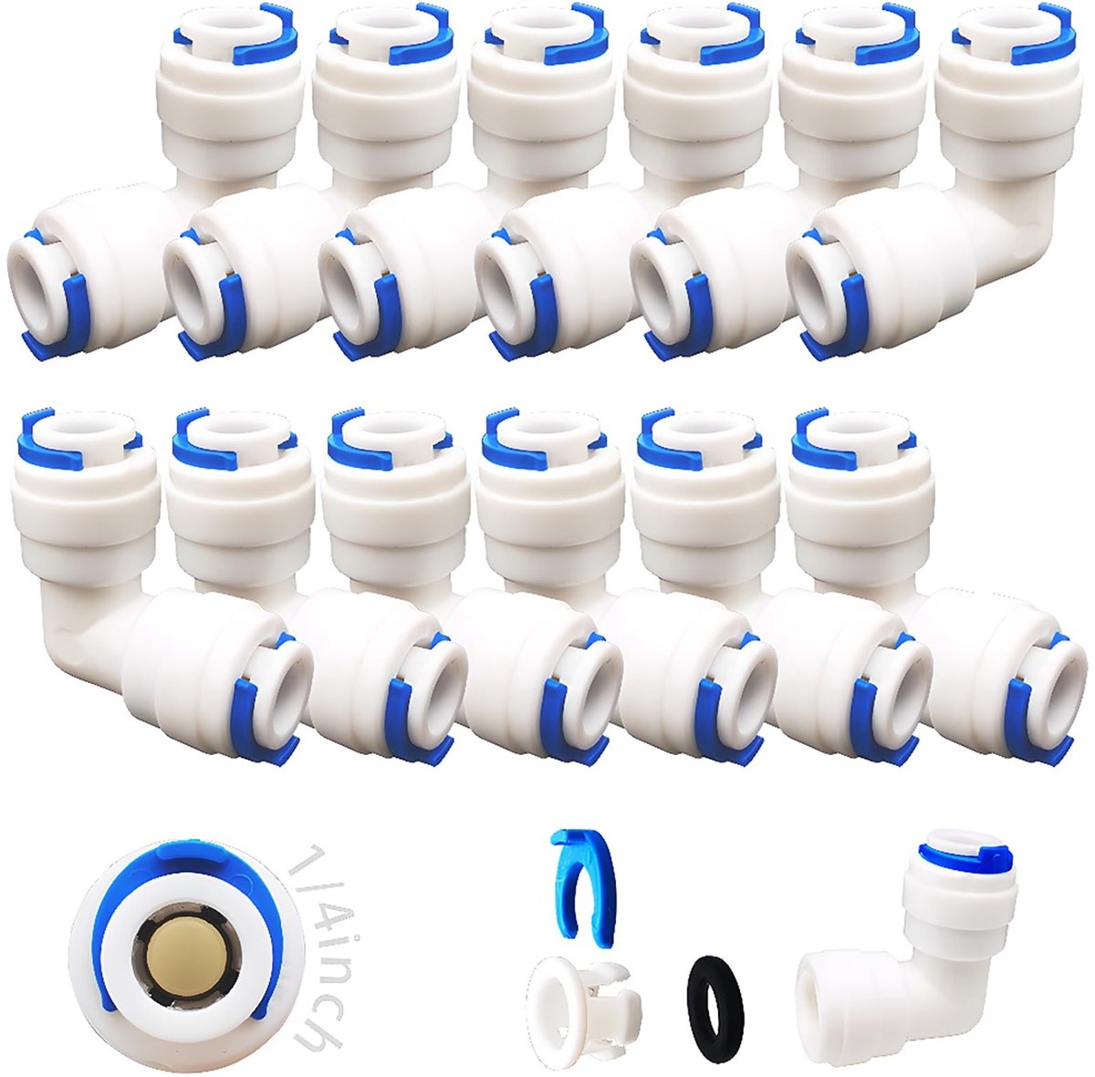 Dailygoods - Adapterfitting Verbindingsstukken - Koppelingen voor Waterleiding - 12 Stuks Set - Pushfit Stekker - Geschikt voor RO Waterfilters - 6,35...