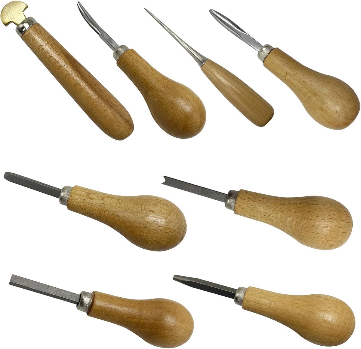 Graveer Instrumenten Set - Houtsnijwerk Gereedschap - Gedetailleerde Sieraden - Antislip Rubberen Handgrepen - 8 Delig - Meerkleurig
