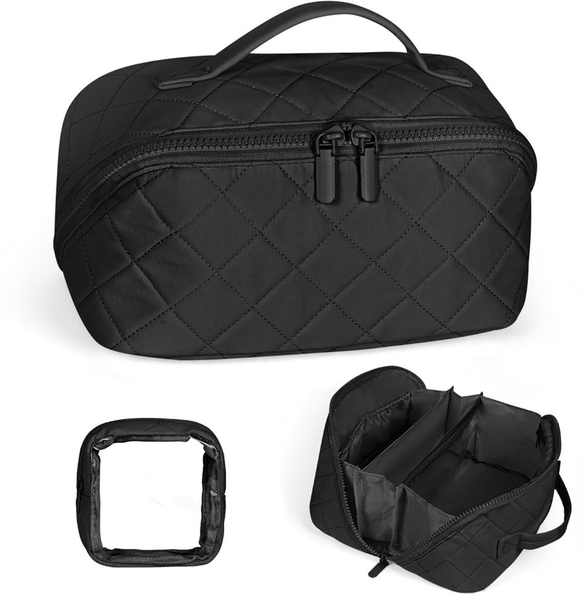 Dailygoods- Make-uptasje met grote capaciteit - Draagbare Toilettas - Cosmetica Organizer - Set van 2 - Duurzaam Polyester - Handvat voor Vrouwen - Cosmeticatas