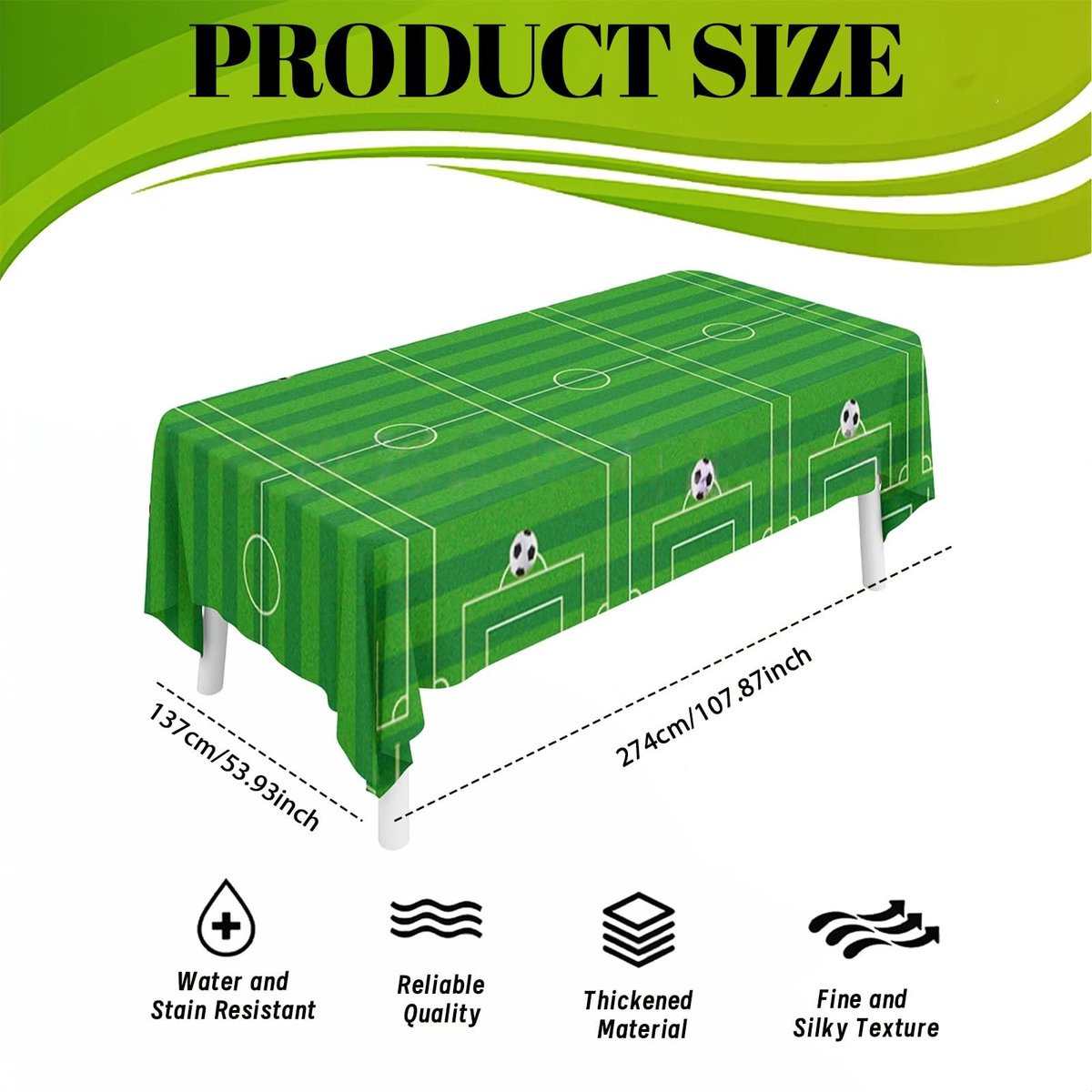 Dailygoods- Tafelkleed Voetbal - Afwasbaar - Scheurvast - Kunststof - Sportevenementen - Verjaardag - 160 cm - Voetbaltafelkleed