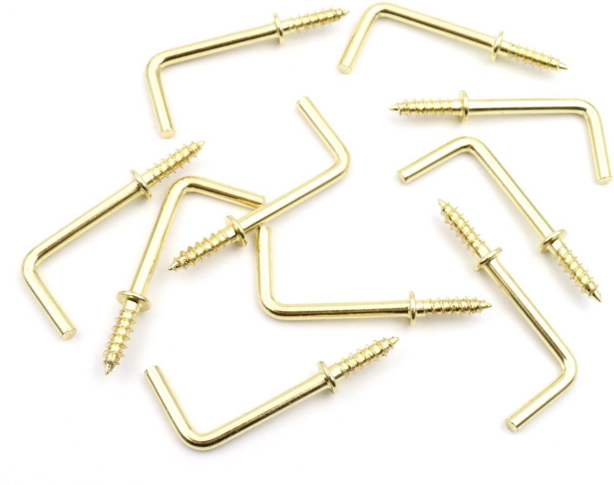 Dailygoods - Set van 10 Messing Schroefhaken voor Muur en Plafond