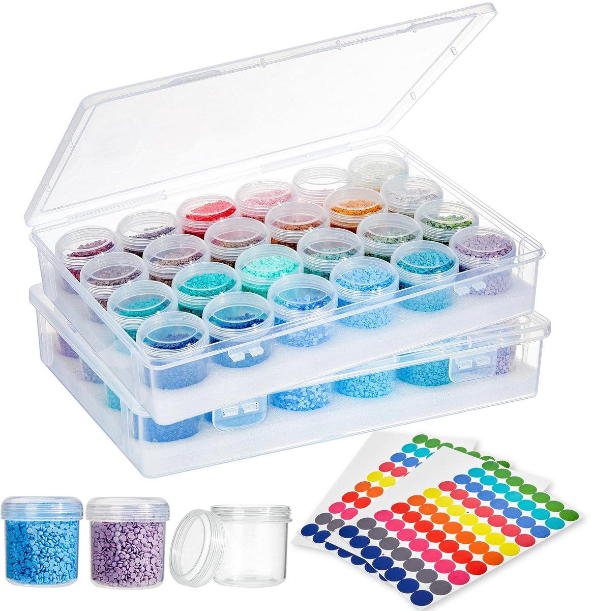 Dailygoods- Opbergdoos Grote Capaciteit - Opbergdoos met Deksel - Opbergdoos met Vakjes - Opbergdoos Karton - Kralenorganizer - 48 Stuks - Kralenopberger