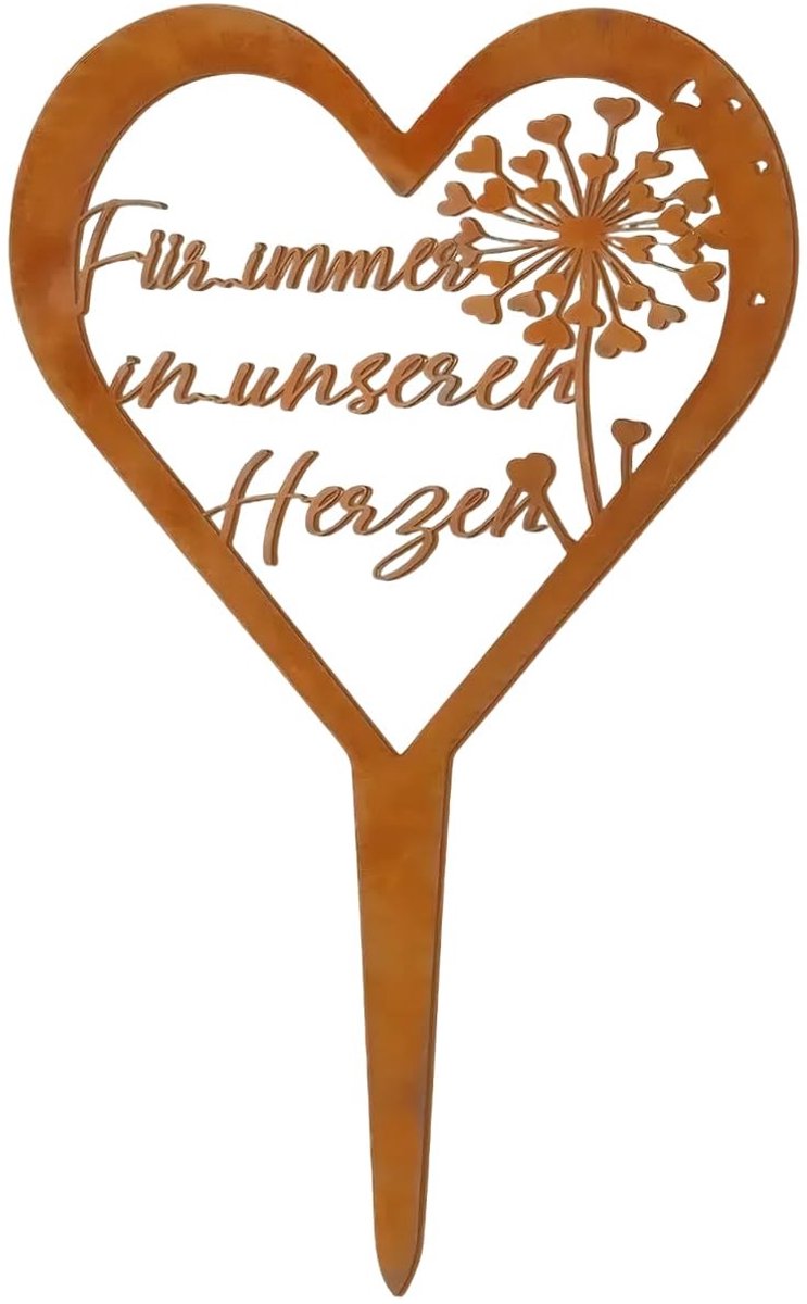 Dailygoods - Weerbestendige grafsteker hart grafdecoratie rouwdecoratie metaal staal roest grafsteker met spreuk grafdecoratie grafdecoratie voor tuinen binnenplaatsen begraafplaats decoratie