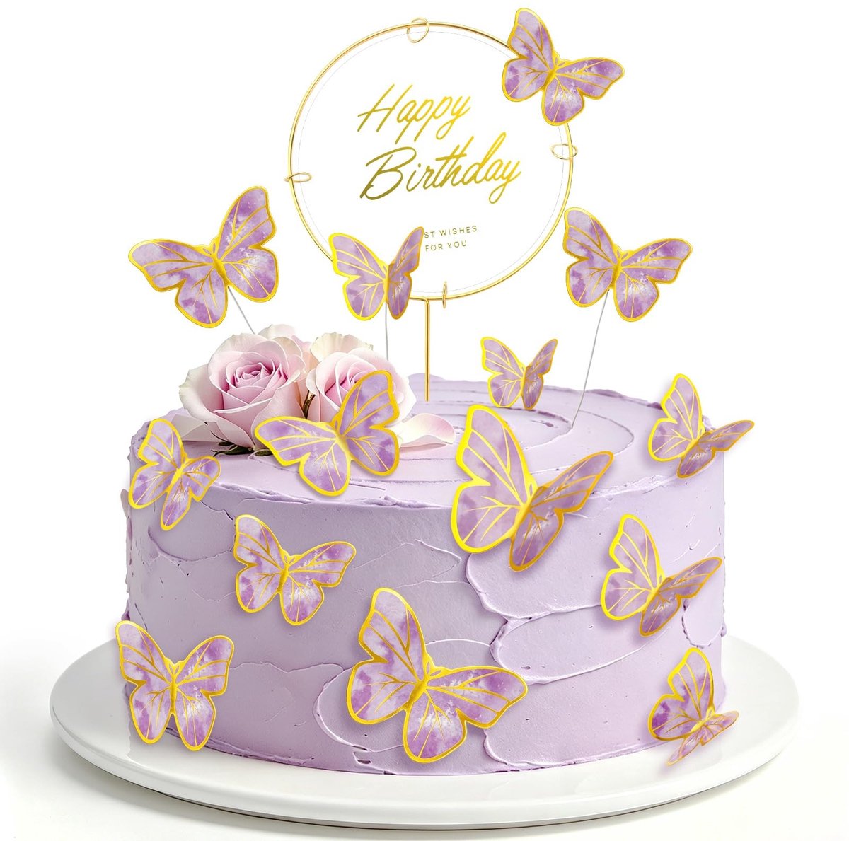 Dailygoods- Taartdecoratie 3D Vlinders - Taarttopper - Verjaardagsfeest - IJsfontein - Suikerdecoratie - Uniek en glinsterend ontwerp - Taarttoppers