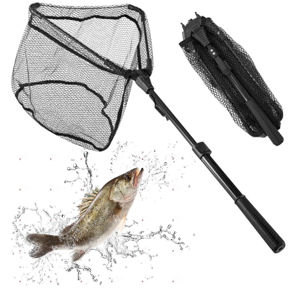 Dailygoods - Opvouwbaar Hengelnet met Antislip Handgreep - Telescopisch Visnet voor Kajak en Vissen