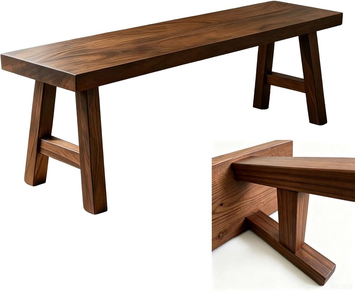 Massief Houten Bank - Entree Bank - Schoenen Opbergen - Rustieke Boerderijstijl - 100cm Lengte - Natuurlijk Hout