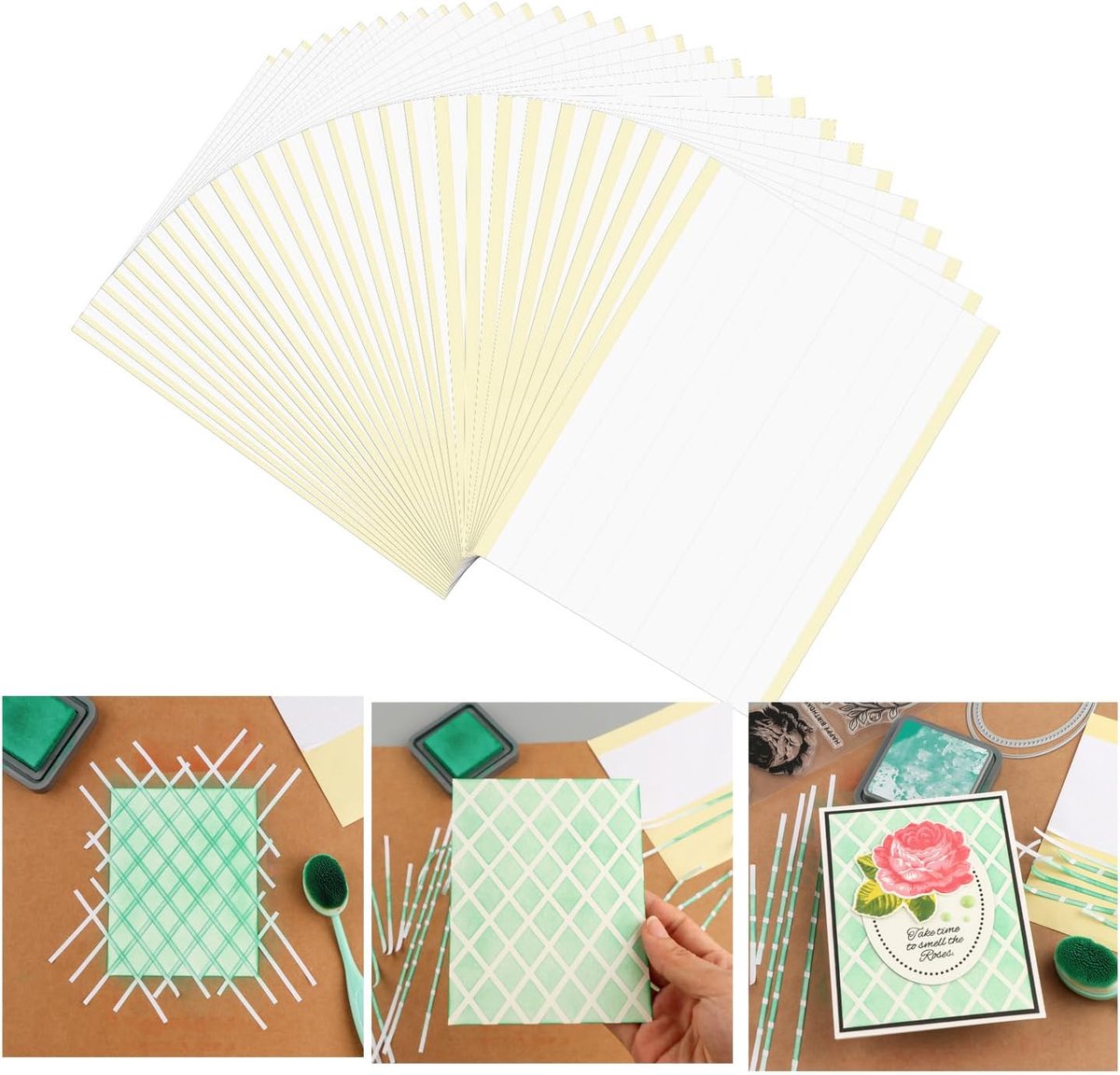 Maskeerstrips - Stempelpapier - Hobby Projecten - Voorgesneden Maten - 60 Vellen - Wit