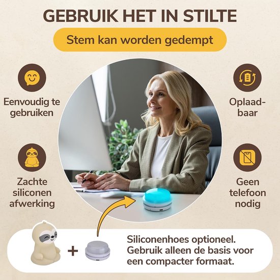 Ademcoach met Licht - Ademhalingstrainer - Ontspanning en Slaap - Licht en Stem Begeleiding - Oplaadbaar - Wit — afbeelding 4