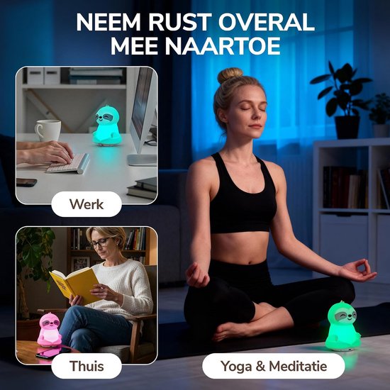 Ademcoach met Licht - Ademhalingstrainer - Ontspanning en Slaap - Licht en Stem Begeleiding - Oplaadbaar - Wit — afbeelding 2