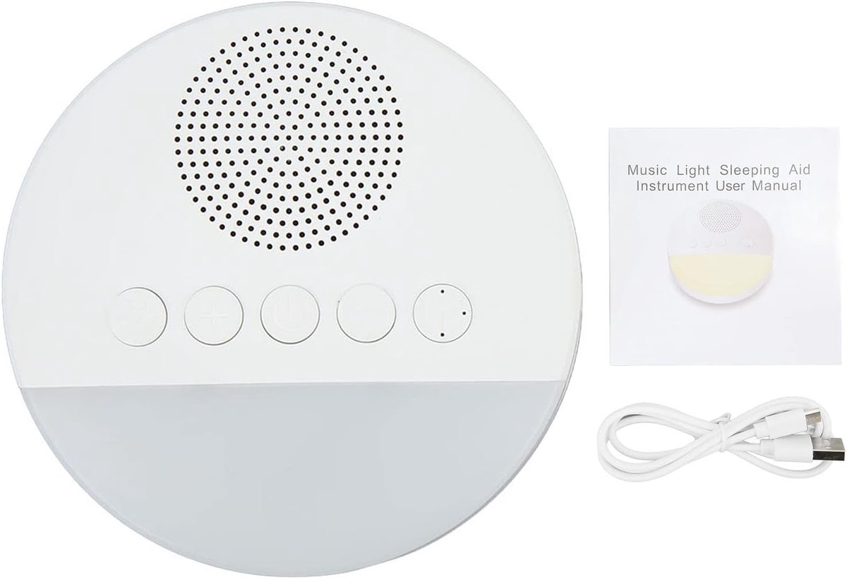 Geluidenmachine Baby - Slaap Apparaat - Rustige Slaap - 20 Natuurlijke Geluiden - USB Oplaadbaar - Wit
