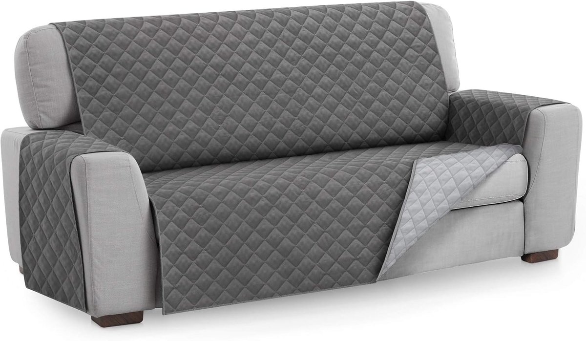 Bankhoes 3-Zits - Sofahoes Beschermhoes - Bank Beschermen - Gewatteerd Omkeerbaar - 160 cm - Grijs