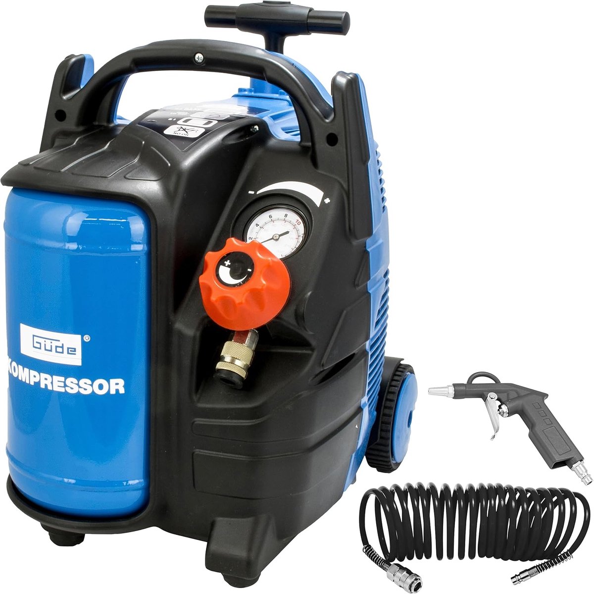 Mobiele Compressor - Perslucht Machine - Klus Werk - Olievrij Onderhoudsarm - 5 Liter Ketel - Blauw